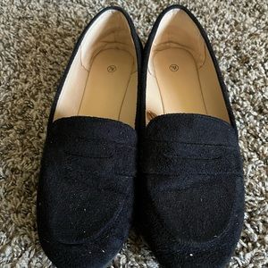 Black Faux Suede Loafers